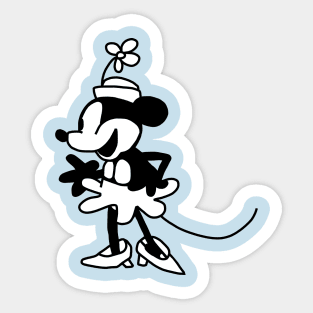 Chatty Cartoon Girl Mouse in Steamboat Willie Sticker